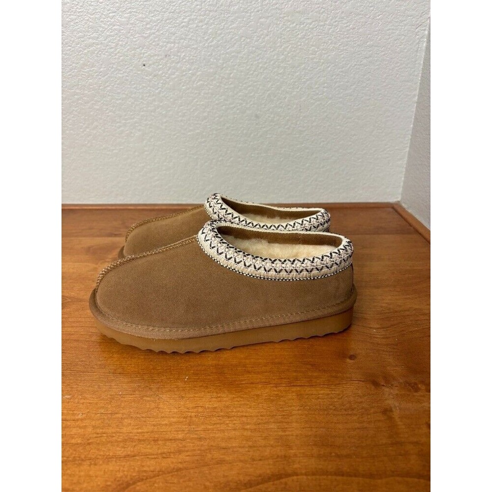 Quince Women's Clog Slippers 6 Pecan Australian Shearling Lined Suede